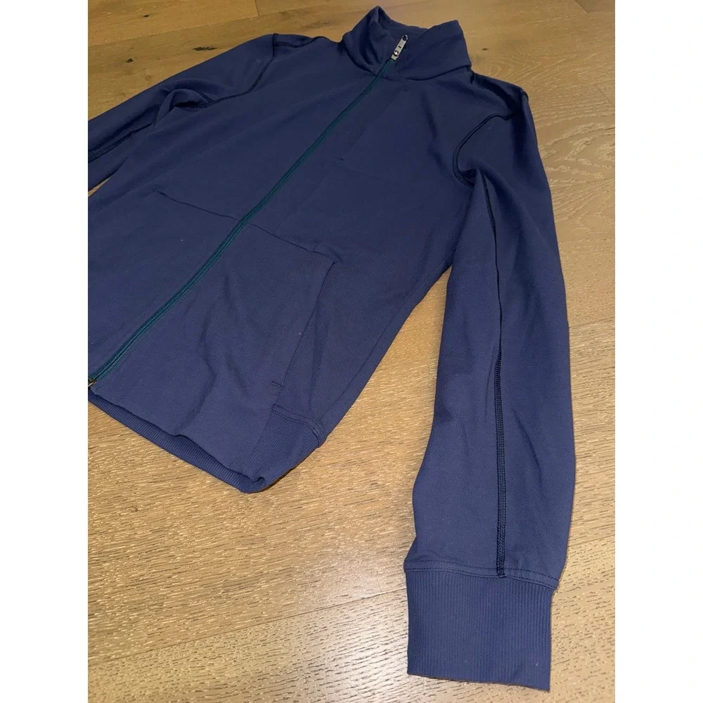 Lululemon Sojourn Jacket Mens Small Navy Blue Full Zip Mock Neck Track Jacket